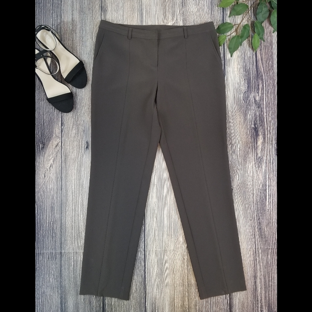 St. John Brown Designer Straight Leg Dress Pants